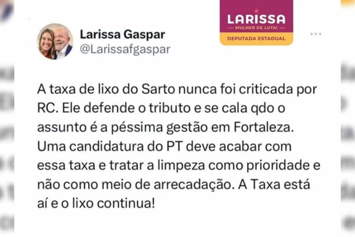 Deputada Larissa Gaspar defende que PT volte para comando da Prefeitura de Fortaleza (CE)