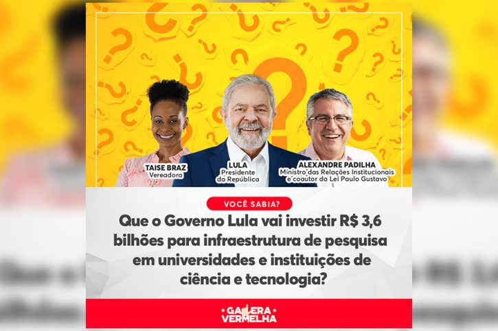 Taise Catanduva Governo Lula investe em pesquisa unviersidades e instituições